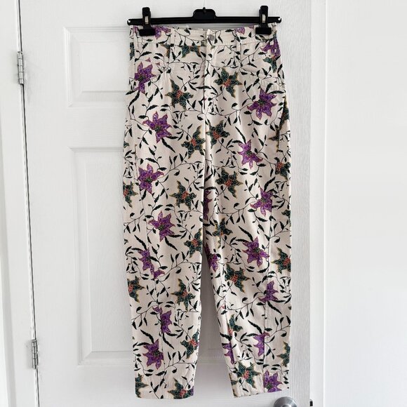 Isabel Marant "Gubaia" floral-print cropped tapered cotton trousers, size 36 - Picture 6 of 13